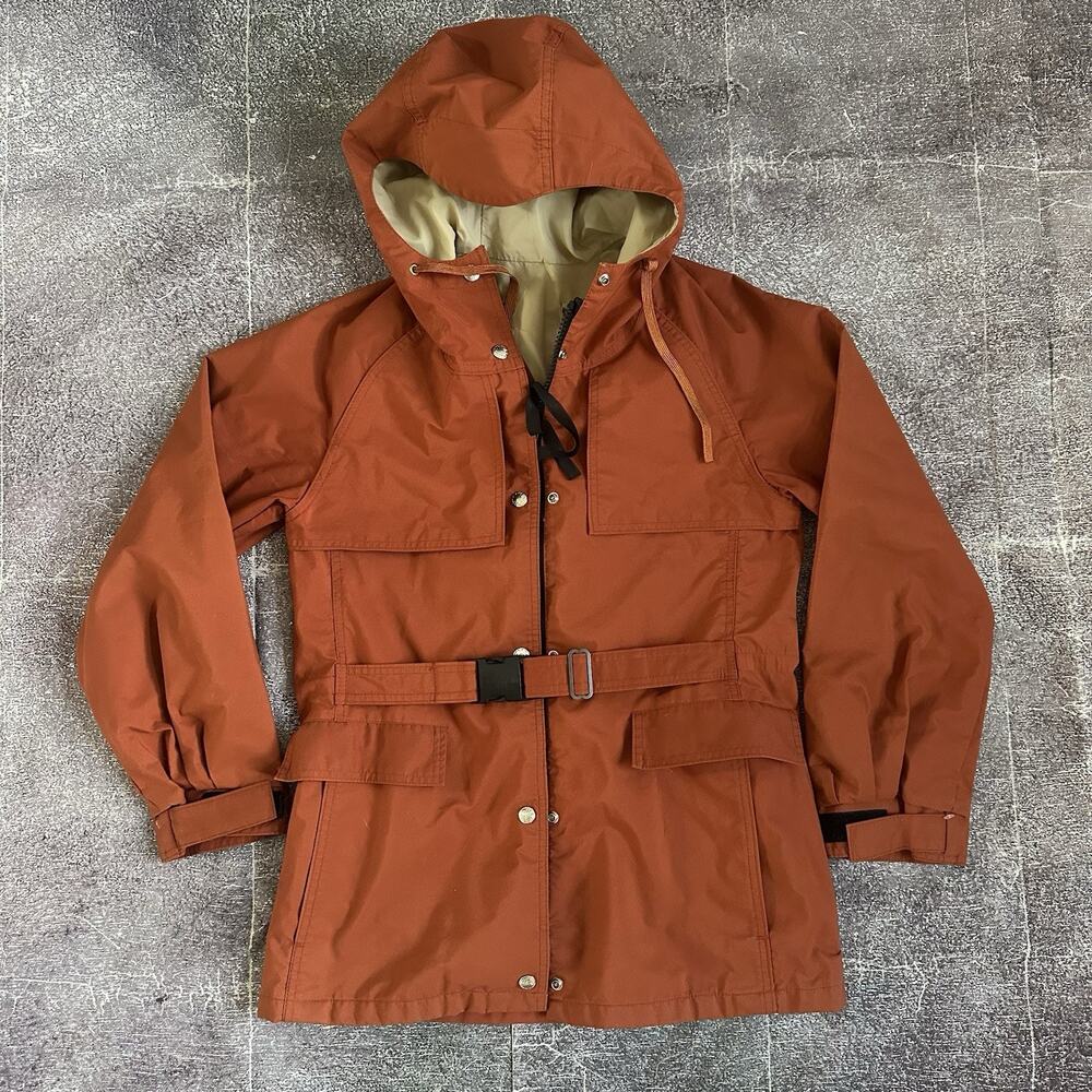 Men's Vintage 70's REI USA Burnt Orange Mountain Hooded Parka Zip Up Jacket Sz S